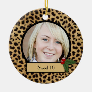 Süßes 16 Leoparden-Druck-Weihnachtsbaumanhänger Keramikornament