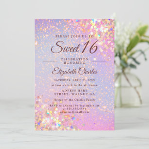 Süßes 16 Mädchen Geburtstag Roségold Glitter Moder Einladung