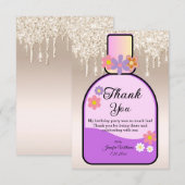 Süßes 16 Parfüm Flasche Gold tropfende Glitzer Dankeskarte (Vorne/Hinten)