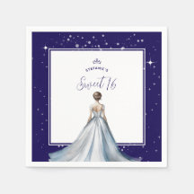 Süßes 16 Silber Ballkleid Navy Blau Geburtstag