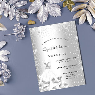 Süßes 16er Silberkleid Glitter Glamourös Einladung