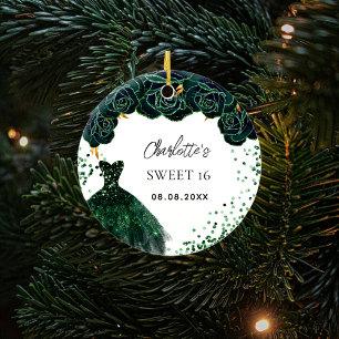 Süßes 16er Smaragdgrünes Kleid Keramik Ornament