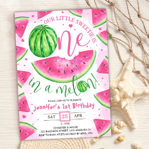 Süßes 1. Geburtstagsfest 'EINS in einer Melone!' Einladung