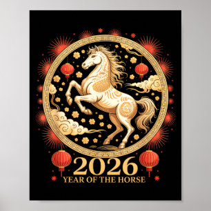 Süßes 2026 Jahr des Pferdes Lunar Mädchen Sternzei Poster