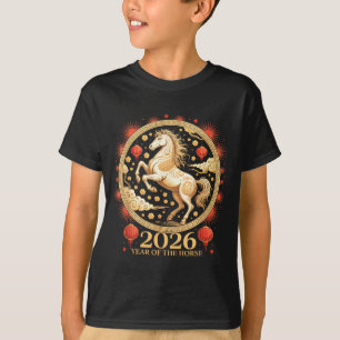 Süßes 2026 Jahr des Pferdes Lunar Mädchen Sternzei T-Shirt
