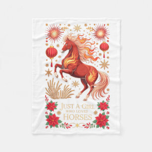 Süßes 2026 Jahr des Pferdes Zodiac Cowgirl Fortune Fleecedecke