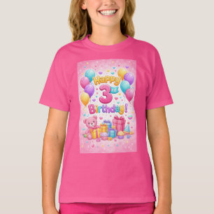 Süßes 3. Geburtstagsmädchen-Ballon-Design – Drei J T-Shirt