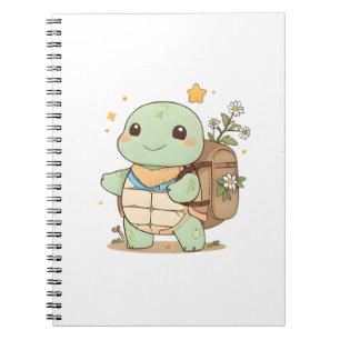 Süßes Abenteuer-Schildkröten-Reisender Kawaii-Desi Notizblock