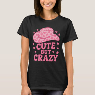 Süßes aber verrücktes rosa Cowgirl-Hut-Design T-Shirt