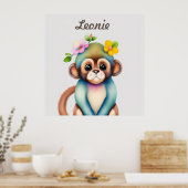 süßes Äffchen, Aquarellmalerei Poster (Küche)
