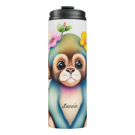 süßes Äffchen, Aquarellmalerei Thermosbecher (Vorderseite)