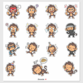 Süßes Affen-Emoji-Sticker-Pack Aufkleber