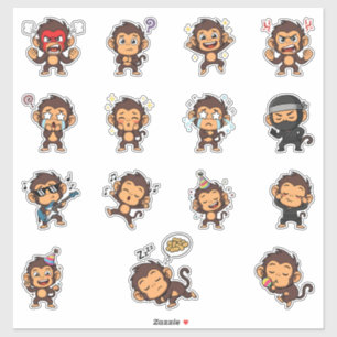Süßes Affen-Emoji-Sticker-Pack Aufkleber