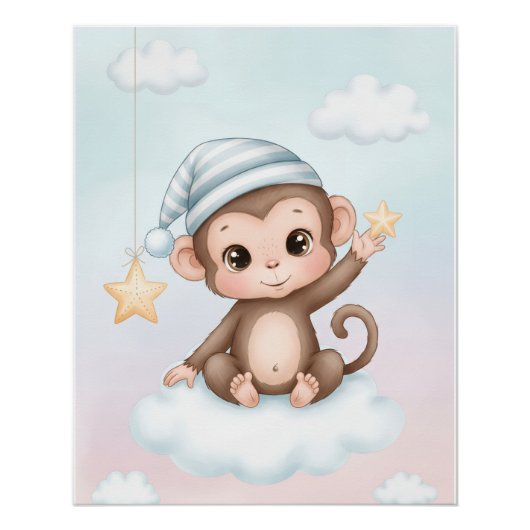 Süßes Affennursery-Wandposter Poster (Vorderseite)