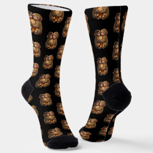 Süßes Affenpaar umarmt sich - Plüsch-Kunst mit Aff Socken