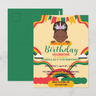 Süßes Afro-Einhorn African american Mädchen Geburt Postkarte