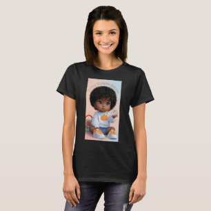 Süßes Afro-Texturiertes Haar Baby Charakter Grafik T-Shirt