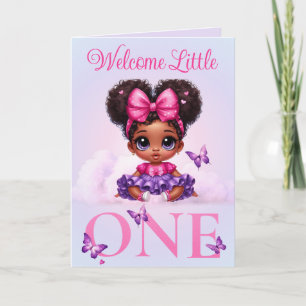 Süßes afroamerikanisches Baby Mädchen Pastell Schm Karte