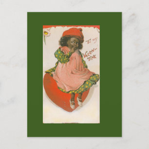 Süßes afroamerikanisches Mädchen vintage Valentins Postkarte