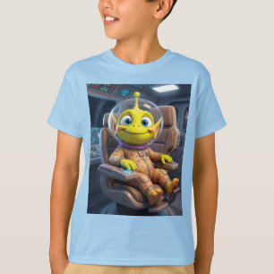 Süßes Alien-Astronauten-Raumschiff-Pilot-Kinder-T- T-Shirt