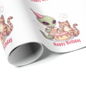 Süßes Alien-Geburtstagsdesign Geschenkpapier (Rolleneckpunkt)