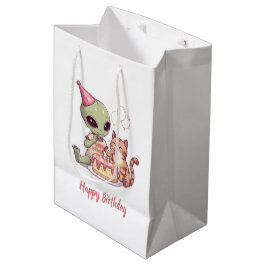 Süßes Alien-Geburtstagsdesign Mittlere Geschenktüte