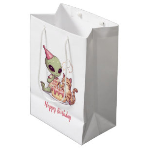 Süßes Alien-Geburtstagsdesign Mittlere Geschenktüte