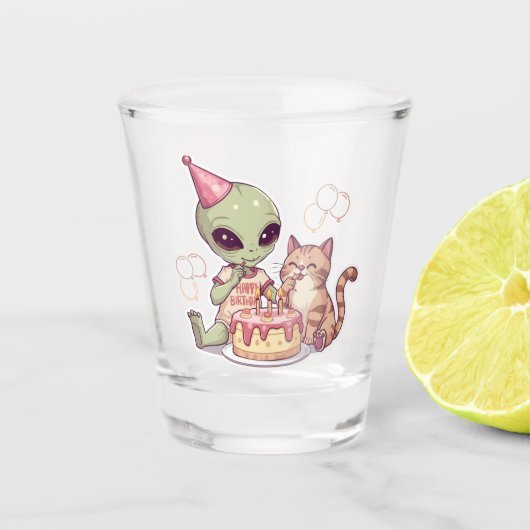 Süßes Alien-Geburtstagsfeier-Design Schnapsglas (Vorderseite)