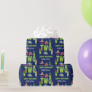 Süßes Alien-Monster Weltraum-Kinder-Geburtstagsnam Geschenkpapier