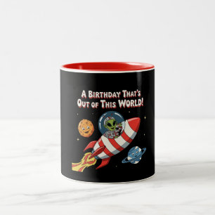 Süßes Alien-Raumschiff Außerirdisches Weltraum-A Zweifarbige Tasse