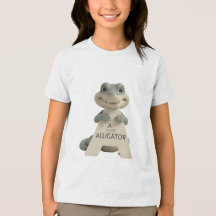 Süßes Alligator-Brief A Kinder-T-Shirt | Tier Alph