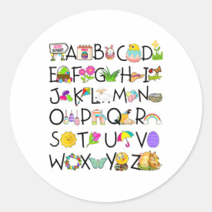 Süßes Alphabet Lustiger Ostertag Abc Alphabet Ei H Runder Aufkleber