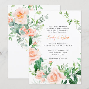 Süßes als pfirsichfarbene Rose Hochzeit Einladung