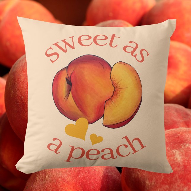 Süßes als Pfirsichreifen Georgien Pfirsiche Obst Kissen (Sweet as a Peach Pillow)