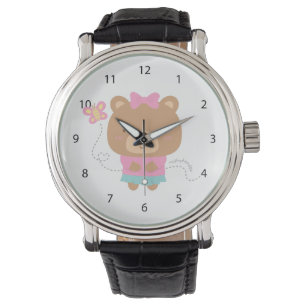 Süßes amüsantes Paar weiblicher Bär und Schmetterl Armbanduhr