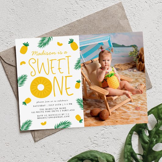 Süßes Ananas 1. Geburtstag Party Einladung