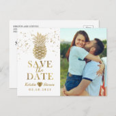 Süßes Ananas-Foto Save the Date Postkarte (Vorne/Hinten)