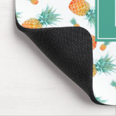 Süßes Ananas-Fruchtmuster-Monogramm Mousepad (Ecke)