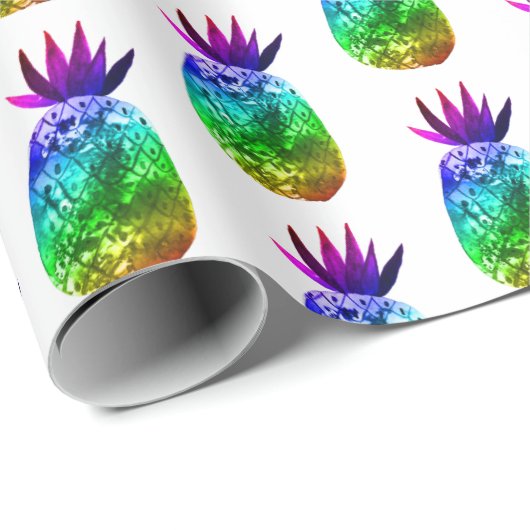 Süßes Ananas-Weichteil-Regenbogenmuster-Geschenk Geschenkpapier (Rolleneckpunkt)