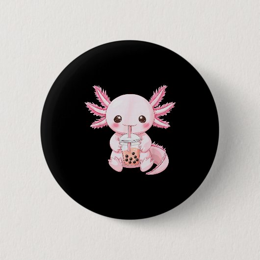 Süßes Anime-Axolotl-Boba Button (Vorderseite)