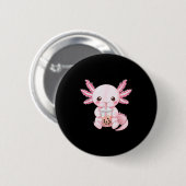Süßes Anime-Axolotl-Boba Button (Vorne & Hinten)