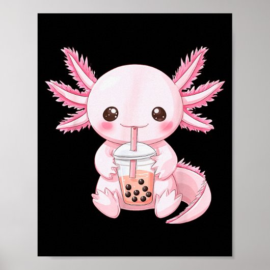 Süßes Anime-Axolotl-Boba Poster (Vorne)