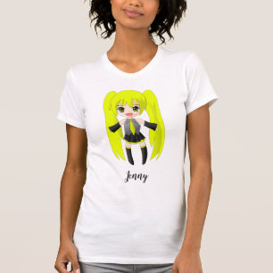 Süßes Anime-Blondinen-Personalisiertes T-Shirt