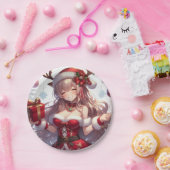 Süßes Anime-Christmädchen Pappteller (Party)
