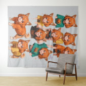 Süßes Anime-Fuchs-Mädchen-Aufkleberblatt – Hallowe Wandteppich (Beispiel (Horizontal))