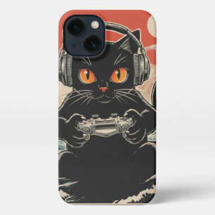 Süßes Anime-Gamer-Kawaii-Katze-Japanisches-Gaming- iPhone 13 Hülle