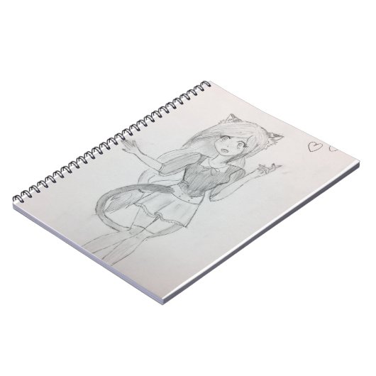 Süßes Anime-Katzen-Mädchen Notizblock (Linke Seite)