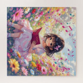 Süßes Anime-Mädchen beim Lesen eines Buches Puzzle (Horizontal)