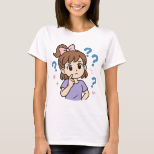 Süßes Anime-Mädchen beim Nachdenken  T-Shirt