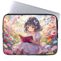 Süßes Anime-Mädchen, das ein Buch liest, personali